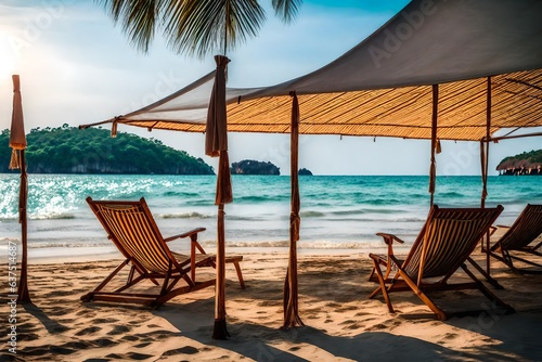 beach chairs and umbrellas on the beach © Khalid Haseeb