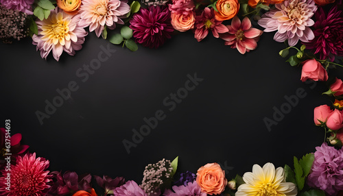 Wedding Flowers on black board with copy space background © AGSTRONAUT
