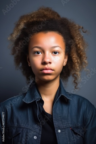 portrait of a young female activist standing against a grey background