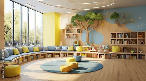 Modern playroom in kindergarten.