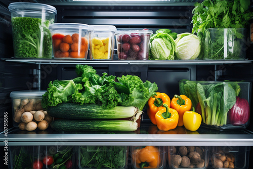 fresh vegetables in refrigerator 