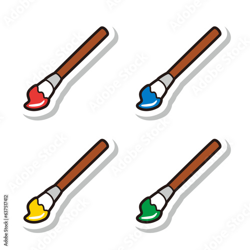 筆 絵の具 線画 ラベル セット