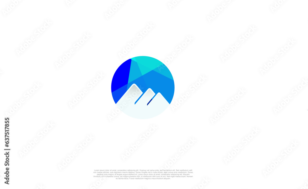 Creative mountain peak summit modern style logo. Outdoor hiking adventure icon set design template Creative mountain peak summit modern style logo. Outdoor hiking adventure icon set design template