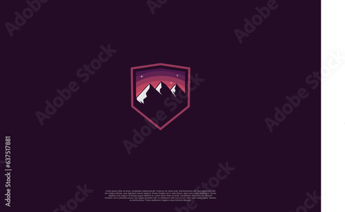 Creative mountain peak summit modern style logo. Outdoor hiking adventure icon set design template