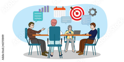 Group of people discuss about future business plan  vector illustration