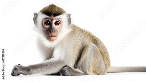 Un singe sur fond blanc. 