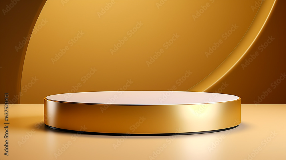 gold podium, platform in studio, with abstract shape minimal background for product gold podium, platform in studio, with abstract shape minimal background for product