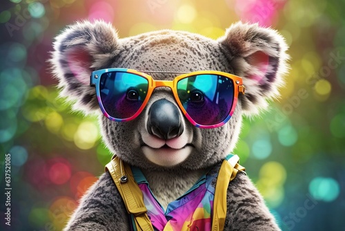 A cute colorfull Koala bear with sunglusses in vacation T short © Igor