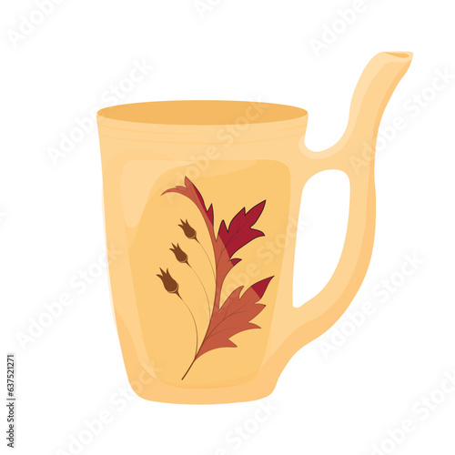 Mug for drinking from the healing thermal springs in Karlovy Vary. Vector illustration. Isolated on white background.  A resort for the treatment of gastrointestinal diseases and health care photo