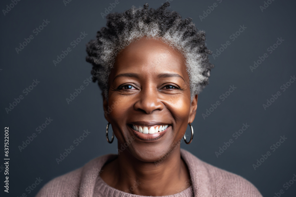 a woman with a gray hair smiling for a picture a woman with a gray hair smiling for a picture