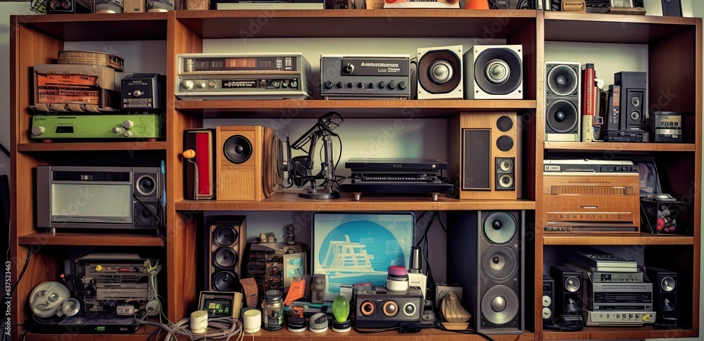 sztuka komputerowa na tapetę pokoju retro w stylu audio na kolorowo sztuka komputerowa na tapetę pokoju retro w stylu audio na kolorowo