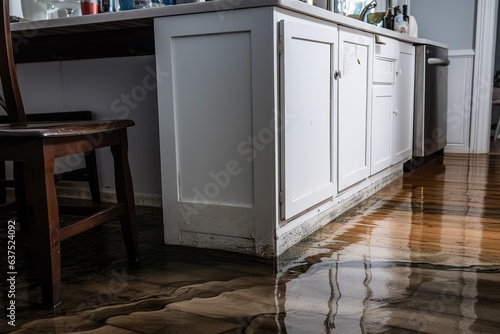 Flooded apartment due to a leak from a burst pipe or after a flood photo