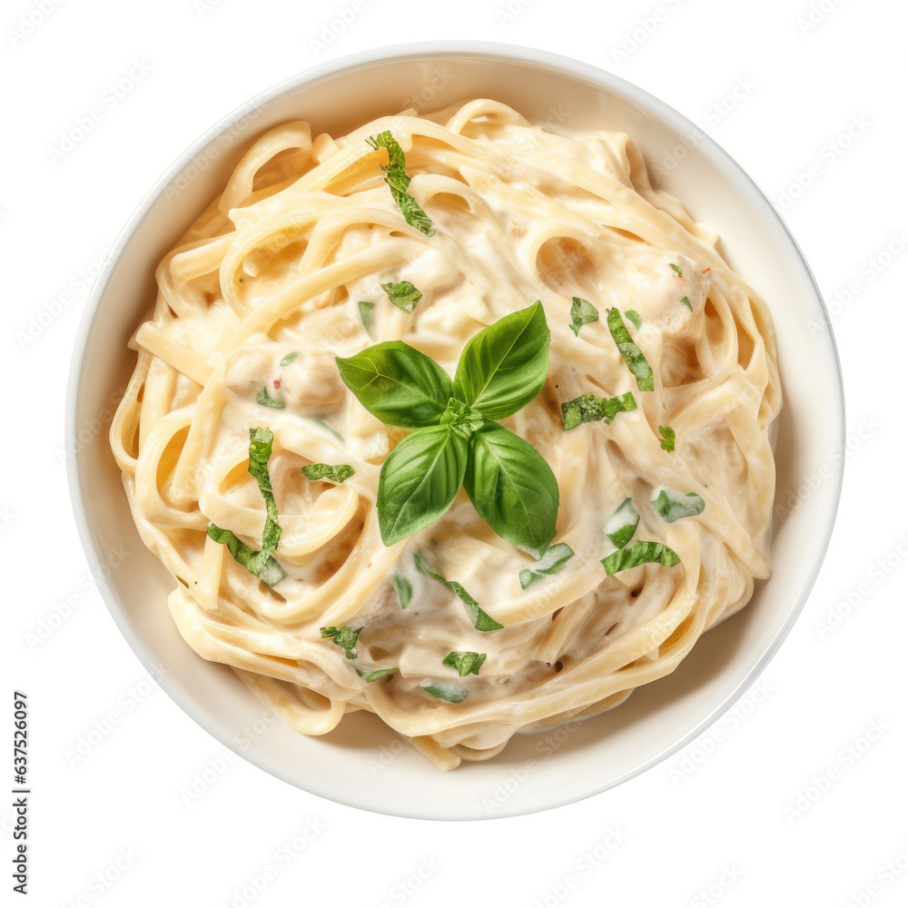 Bowl of fettucini alfredo isolated Bowl of fettucini alfredo isolated