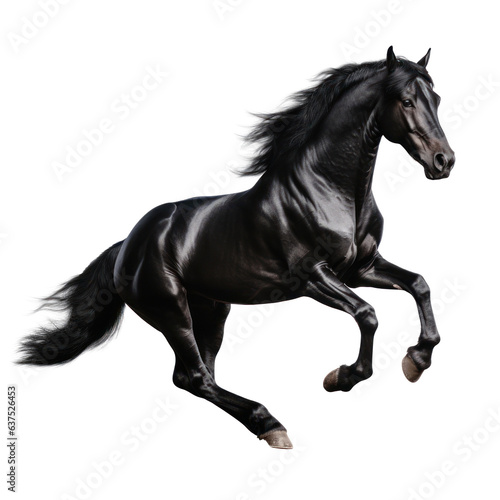 Black horse run gallop isolated