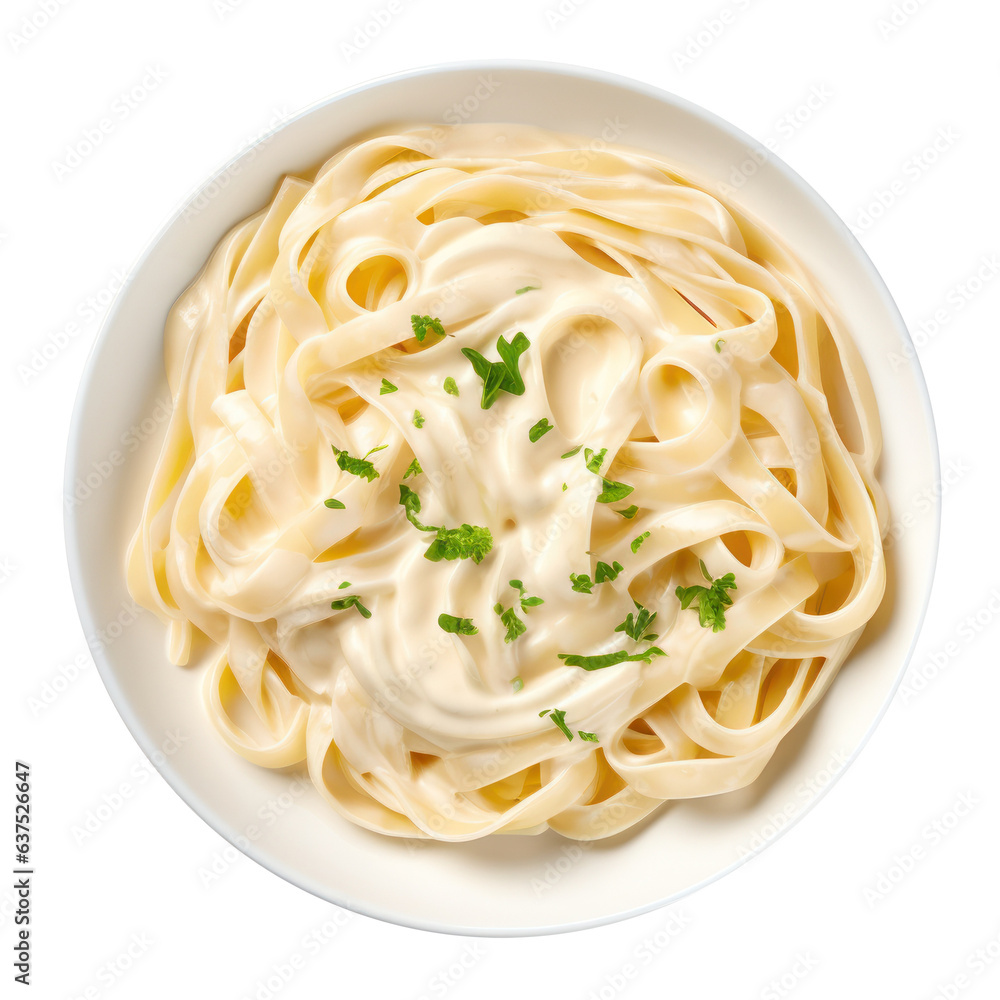 Bowl of fettucini alfredo isolated Bowl of fettucini alfredo isolated