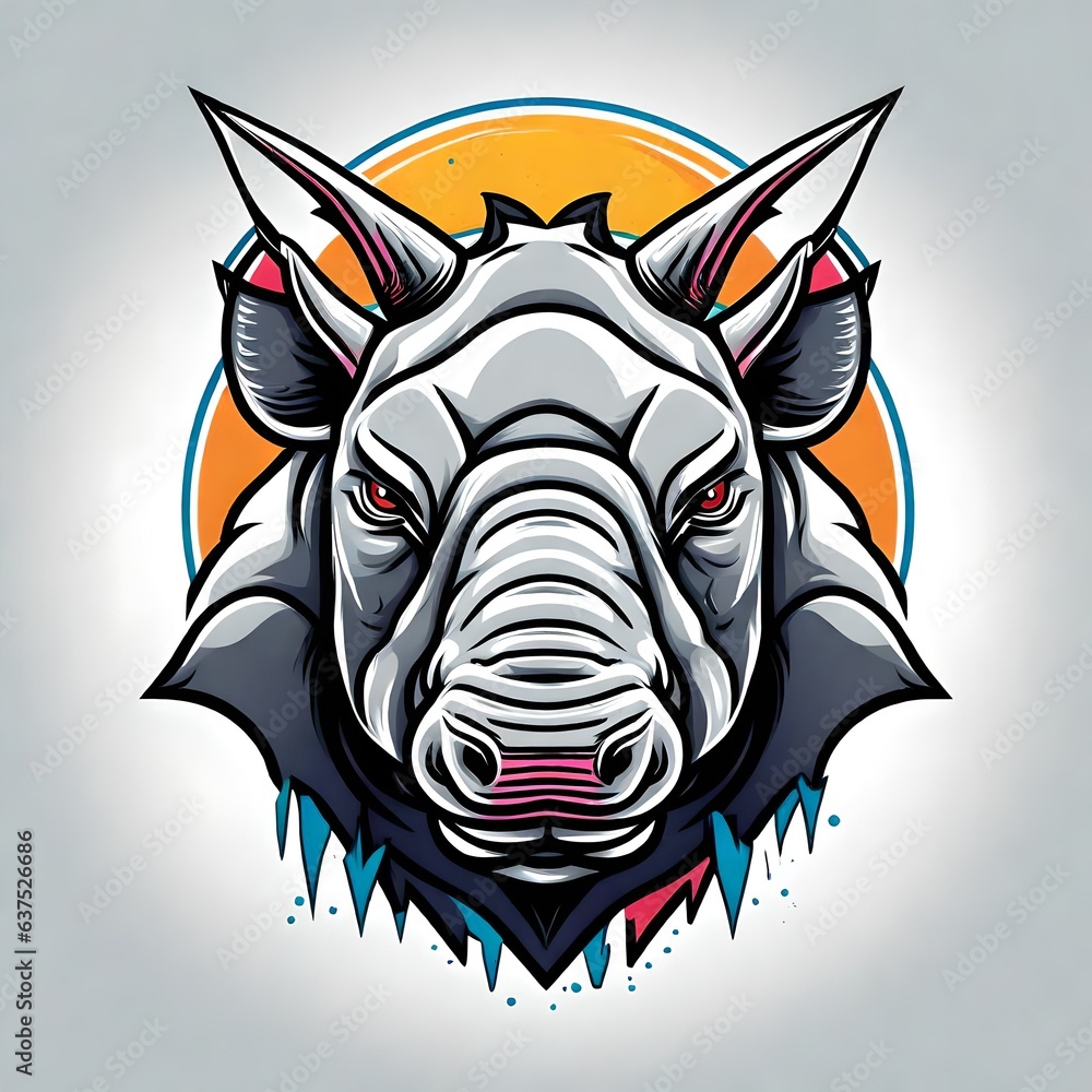 A logo for a business or sports team featuring an abstract rhinoceros that is suitable for a t-shirt graphic. A logo for a business or sports team featuring an abstract rhinoceros that is suitable for a t-shirt graphic.
