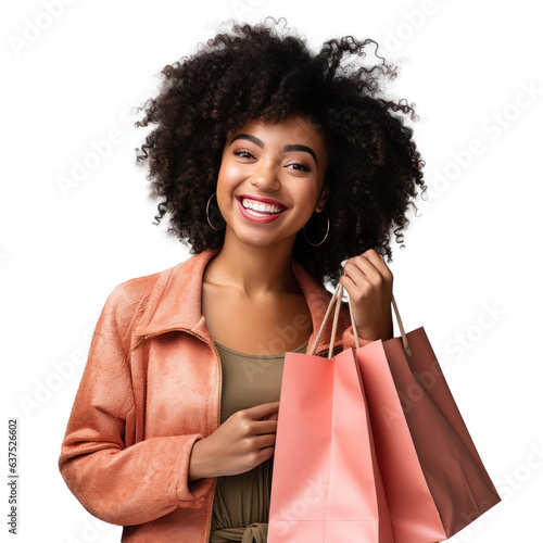 Happy woman with shopping bags isolated