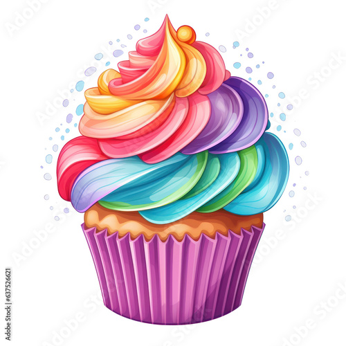 Colorful cupcake isolated