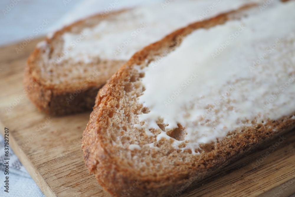 cheese cream spread on fresh bread cheese cream spread on fresh bread
