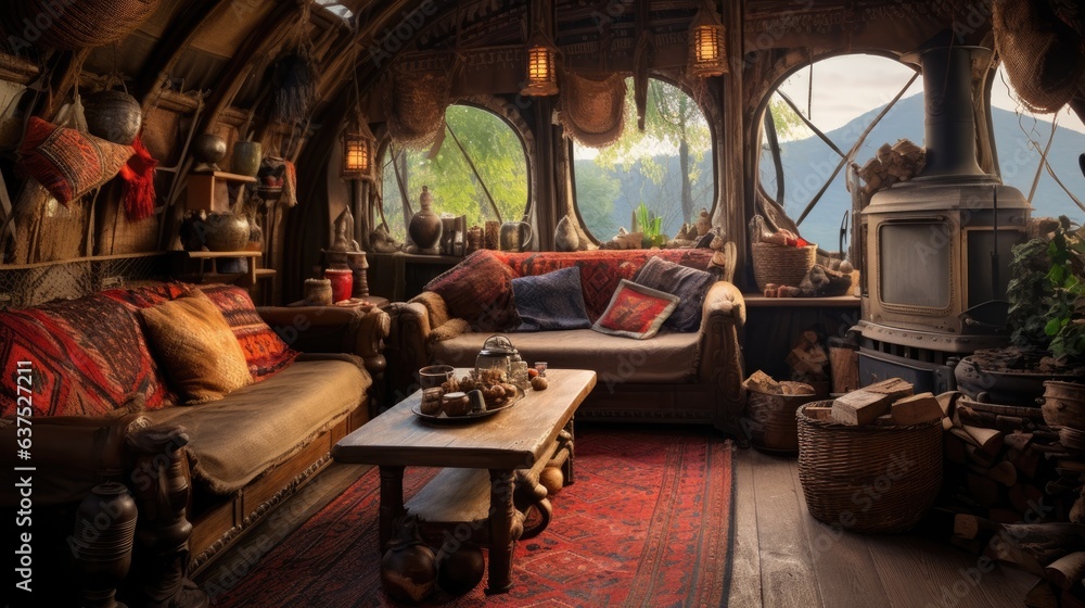 rustic nomadic living room