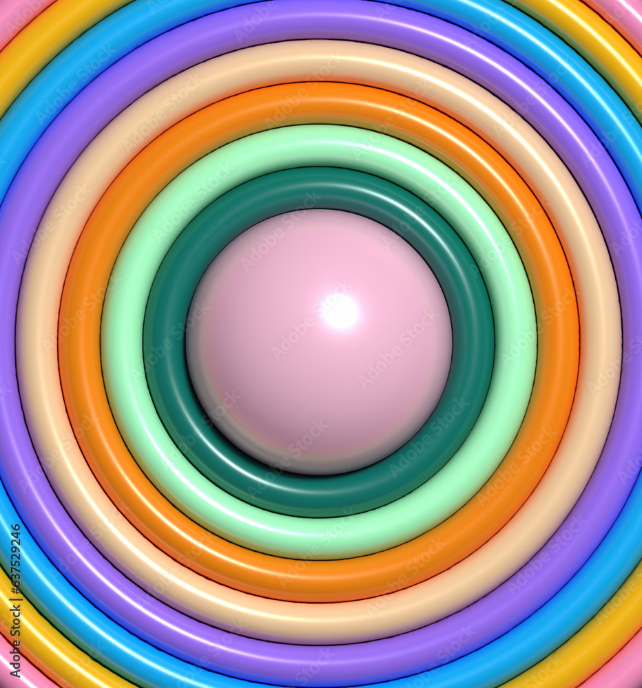 Obraz premium Abstract background with colorful circles, 3D rendering illustration
