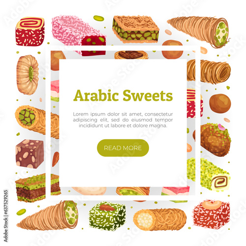 Eastern and Arabic Sweets Banner Design Vector Template