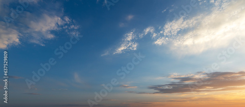 Bright summer sunset sky with clouds. Nature sky  background.