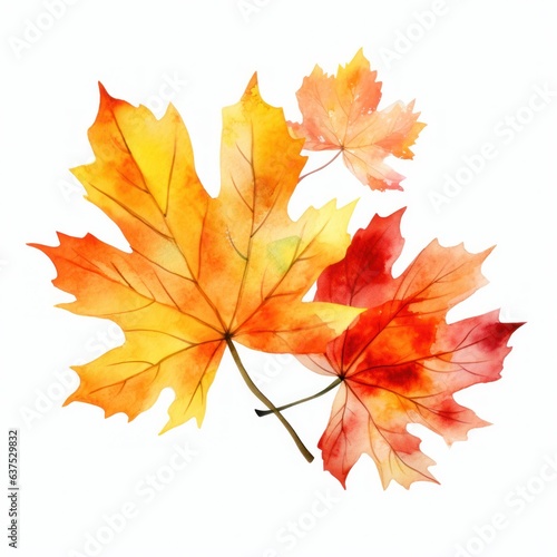 Autumn background with watercolor maple leaves