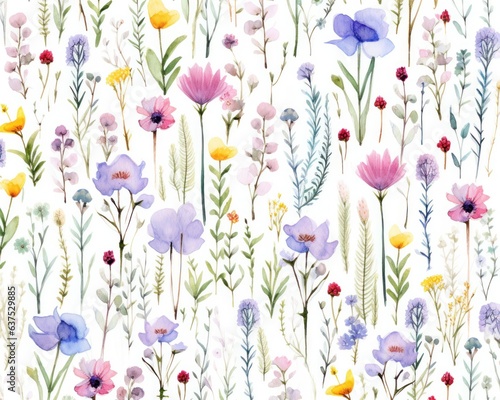 Watercolor flower pattern isolated