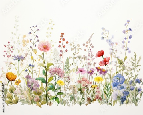 Watercolor flower pattern isolated