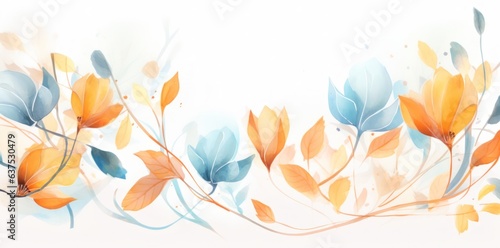 The autumn flower with watercolor leaves isolated.
