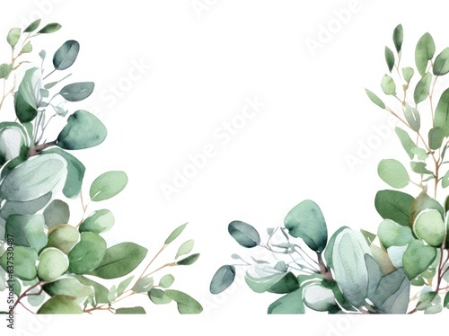 Eucalyptus leaves in watercolor isolated