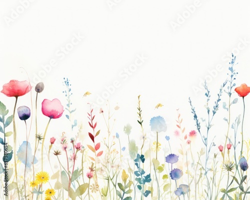 Watercolor flower pattern isolated