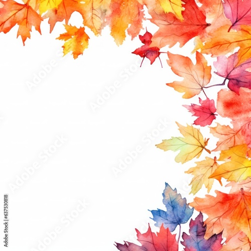 Autumn background with watercolor maple leaves