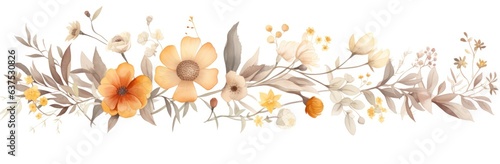 Watercolor Background With Flowers isolated.