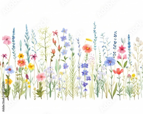 Watercolor flower pattern isolated