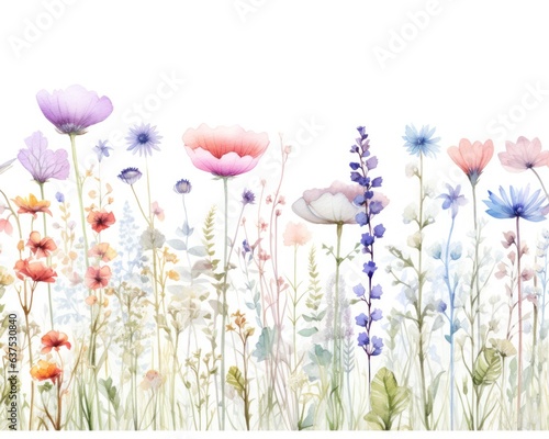 Watercolor flower pattern isolated