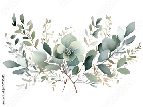Eucalyptus leaves in watercolor isolated