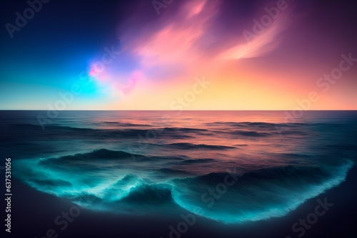 Photo of a breathtaking sunset wave painting in the ocean