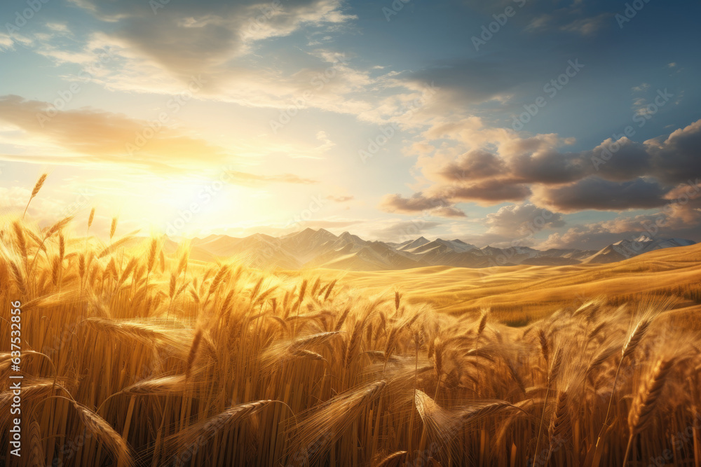 Vast fields of wheat with warm sun Vast fields of wheat with warm sun