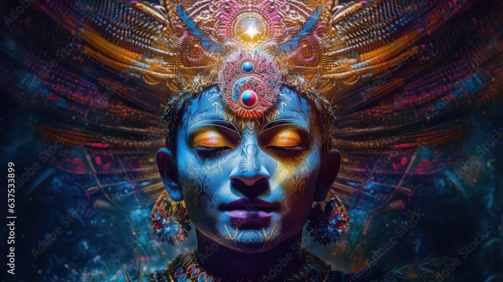 artystyczna sztuka komputerowa ukazująca symbolikę religijną indii w azjii. - obrazy, fototapety, plakaty 
