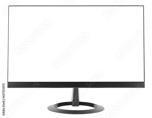 Blank computer monitor, widescreen isolated on a white background. Blank for design, desktop tft screen.