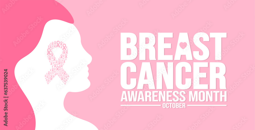 October is breast cancer awareness month background template. Holiday concept. background, banner, placard, card, and poster design template with ribbon and text inscription. vector illustration. October is breast cancer awareness month background template. Holiday concept. background, banner, placard, card, and poster design template with ribbon and text inscription. vector illustration.