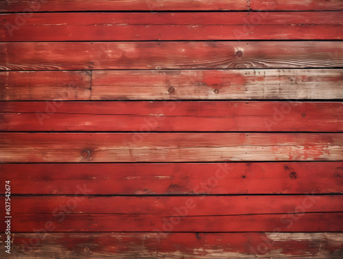 Bold Vibrant Red Wooden Planks Highlighting Distinct Lines and Grains. Generative Ai. 