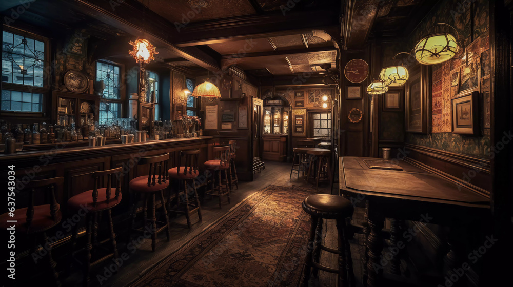 Timeless Charm Unveiled: Step Inside the Enchanting Ambiance of an Old Rustic English Pub! Still Life, Interior Timeless Charm Unveiled: Step Inside the Enchanting Ambiance of an Old Rustic English Pub! Still Life, Interior