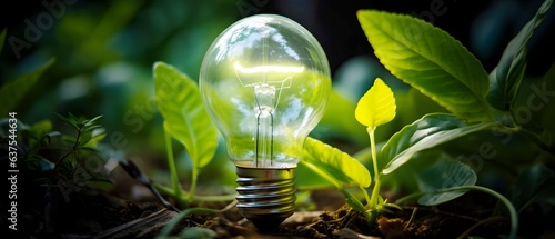 Electricity innovation growth green power, lamp idea concept technology.