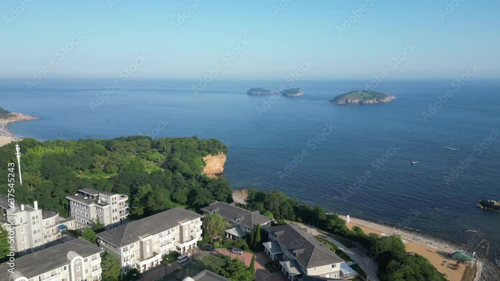 Drone Aerial View of Seaside in LaLian, Summer Travelling, 4K