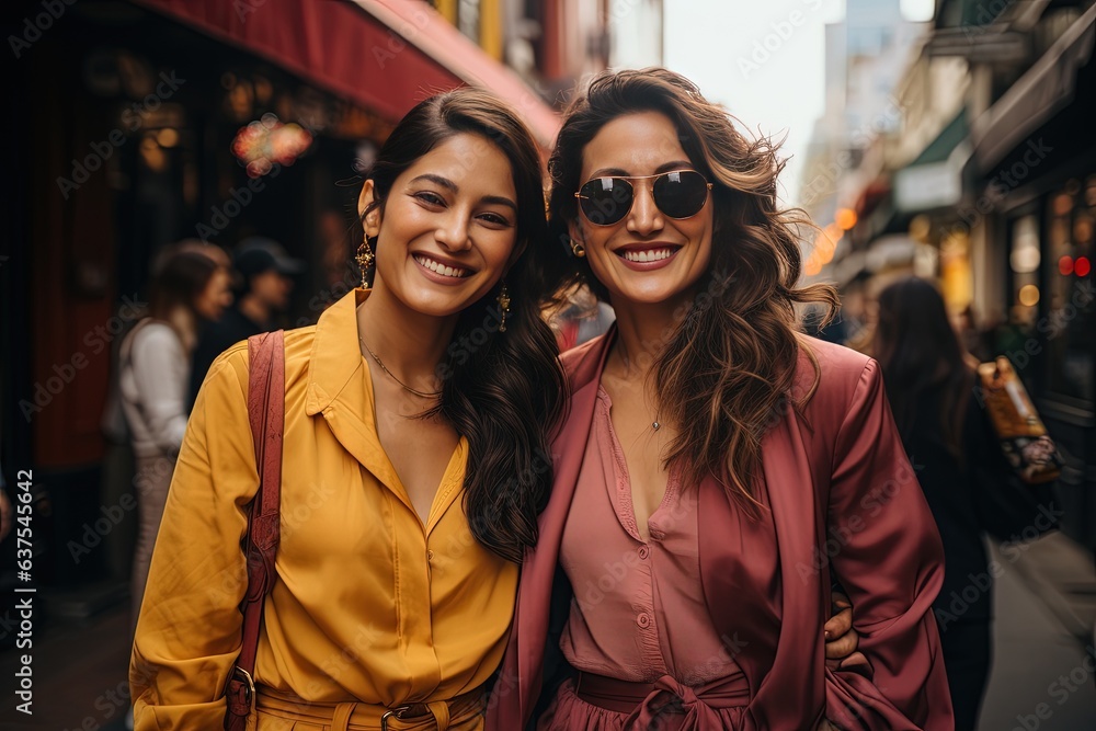 Fashion-conscious youth embracing the joy of friendship amidst the beauty of nature Fashion-conscious youth embracing the joy of friendship amidst the beauty of nature