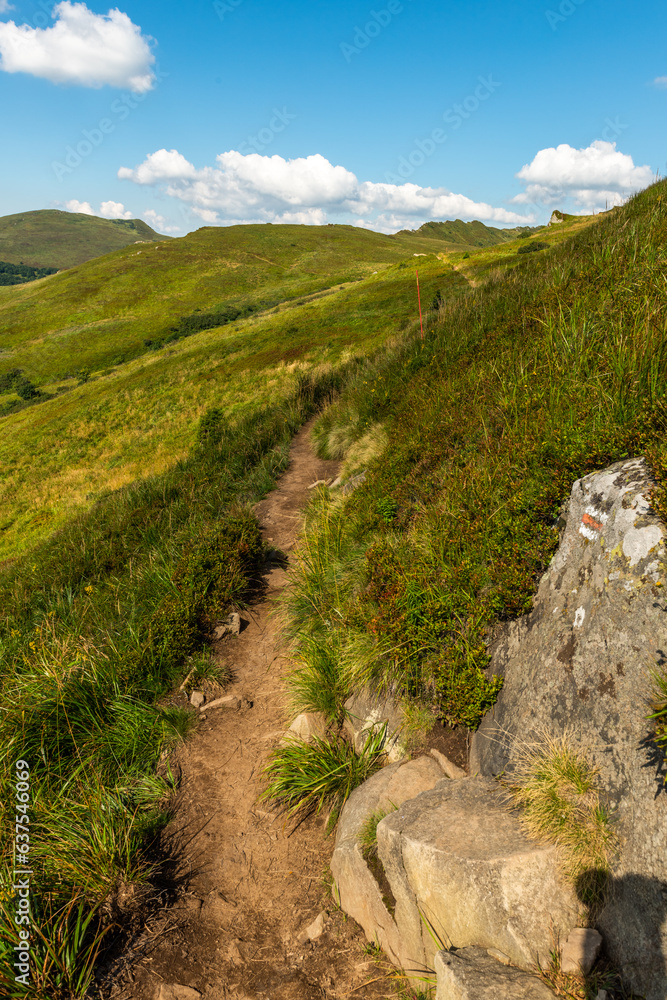 Trekking trial trough wilderness and scenic nature at summer in Bieszczady Mountains, Carpathians, Poland. Trekking trial trough wilderness and scenic nature at summer in Bieszczady Mountains, Carpathians, Poland.