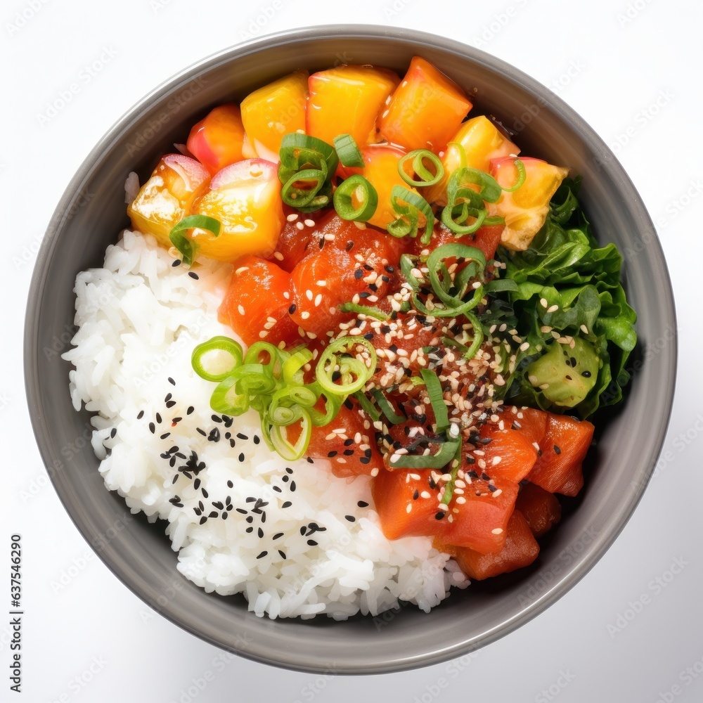 Hawaiian poke bowl isolated Hawaiian poke bowl isolated